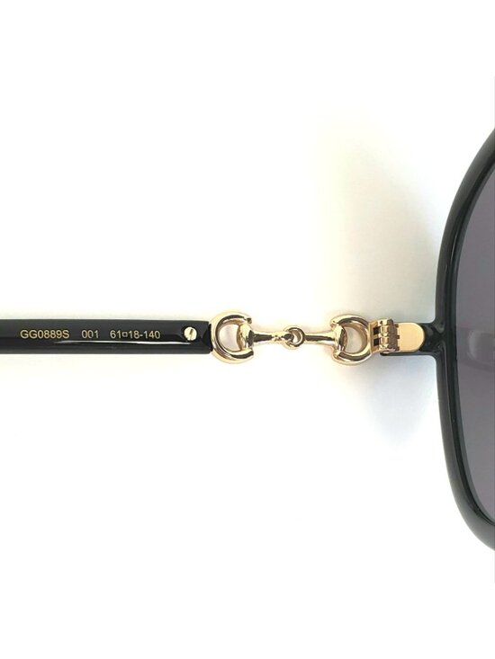 Gucci GG0889S 001 Womens 61mm Oversized Oval Round Sunglasses Black Grey - Italy